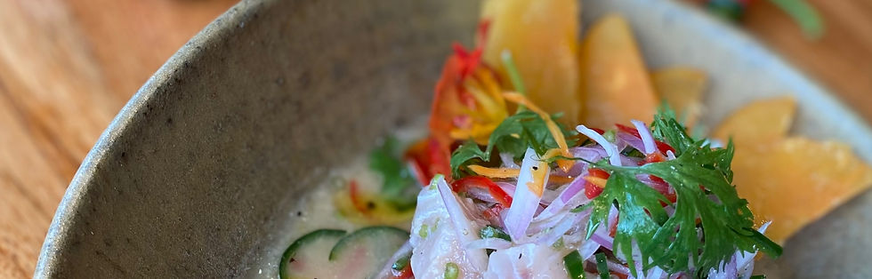 Kusi ceviche dish — fresh catch of the day with umami leche de tigre